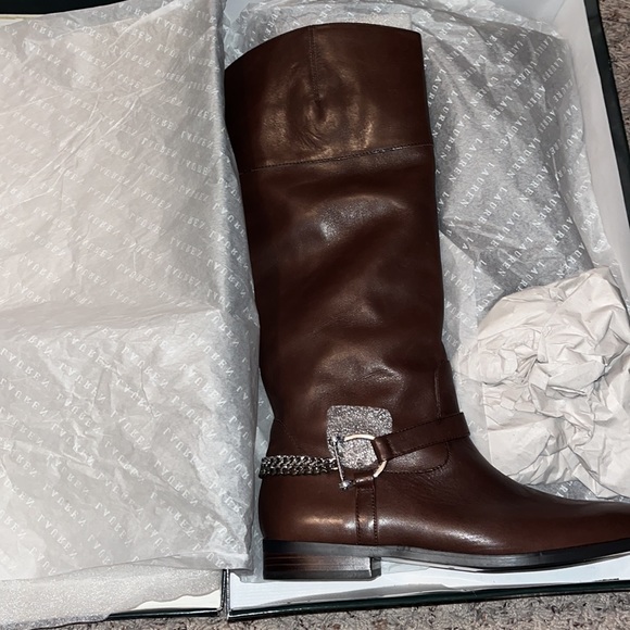 New Ralph Lauren Jacqui Leather Tall Dark Brown Riding Boots - Picture 3 of 6